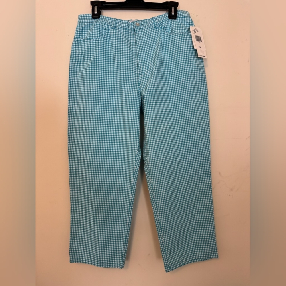 Women's Blue Checkered Capri